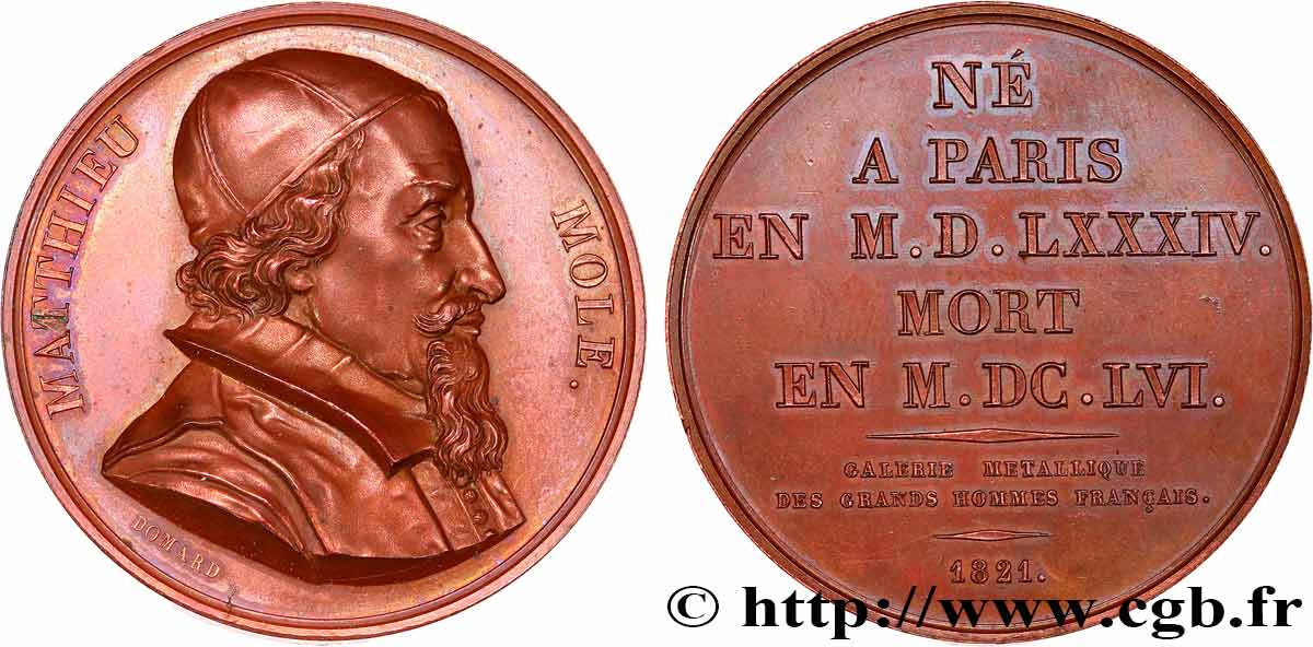 GALERIE MÉTALLIQUE DES GRANDS HOMMES FRANÇAIS Médaille, Mathieu Molé TTB+