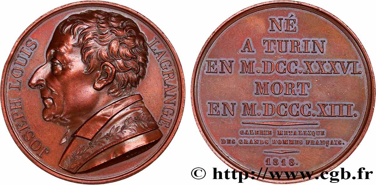 GALERIE MÉTALLIQUE DES GRANDS HOMMES FRANÇAIS Médaille, Joseph-Louis Lagrange MBC+