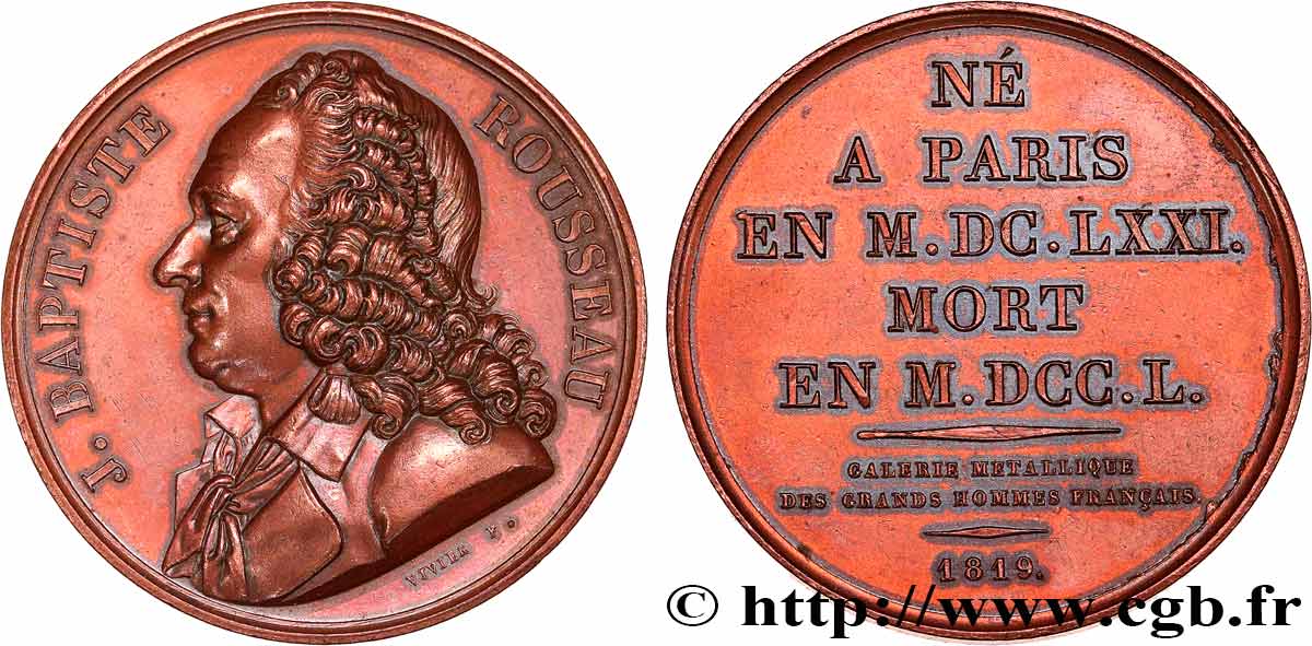 GALERIE MÉTALLIQUE DES GRANDS HOMMES FRANÇAIS Médaille, Jean-Baptiste Rousseau TTB+
