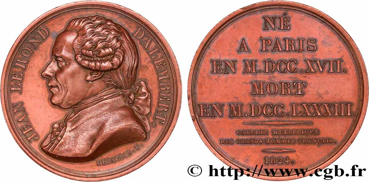 GALERIE MÉTALLIQUE DES GRANDS HOMMES FRANÇAIS Médaille, Jean Le Rond d Alembert TTB+