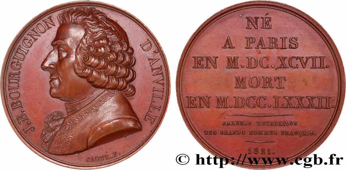 METALLIC GALLERY OF THE GREAT MEN FRENCH Médaille, Jean-Baptiste Bourguignon d Anville AU