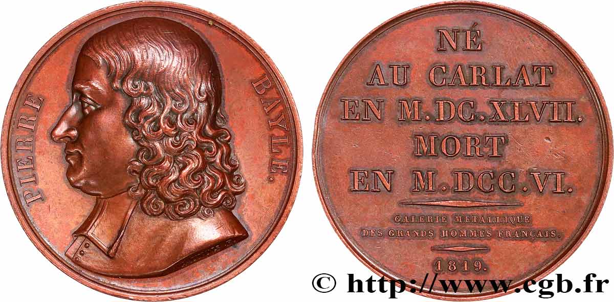 GALERIE MÉTALLIQUE DES GRANDS HOMMES FRANÇAIS Médaille, Pierre Bayle TTB+