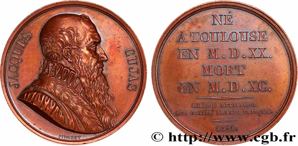 METALLIC GALLERY OF THE GREAT MEN FRENCH Médaille, Jacques Cujas AU