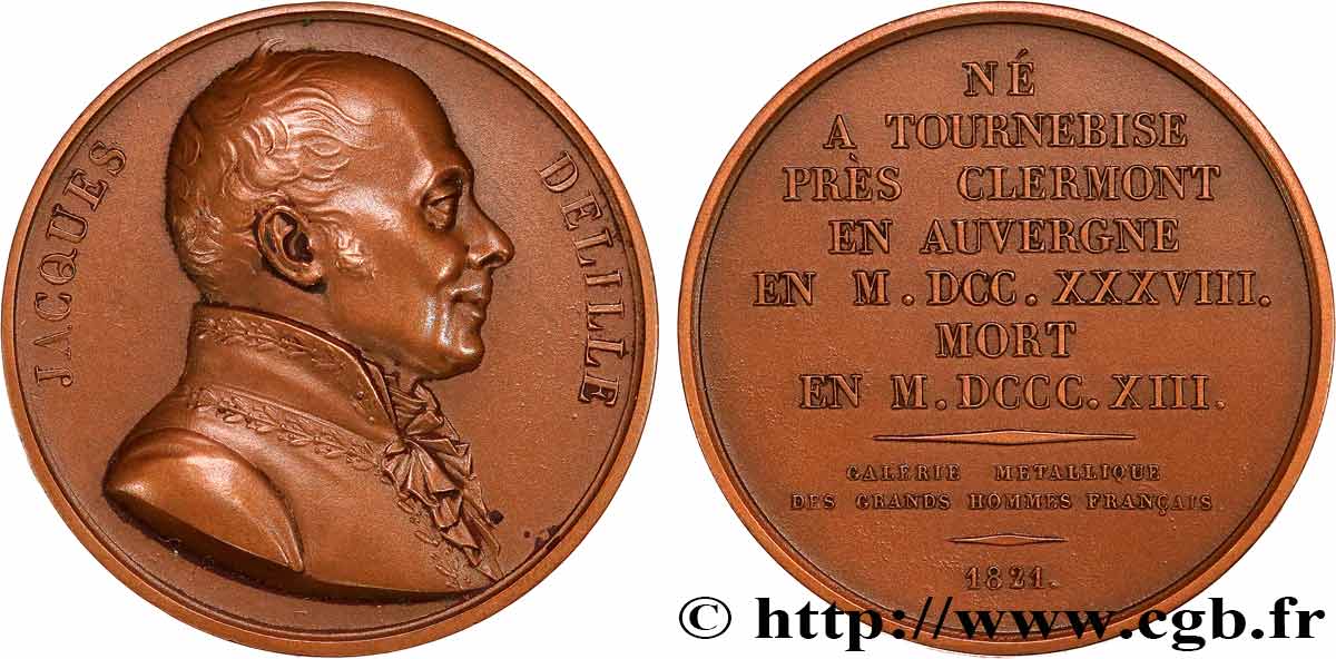 GALERIE MÉTALLIQUE DES GRANDS HOMMES FRANÇAIS Médaille, Jacques Delille AU
