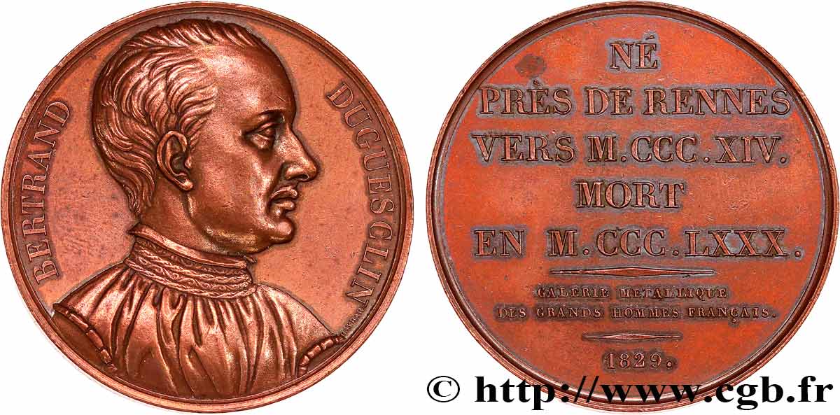 GALERIE MÉTALLIQUE DES GRANDS HOMMES FRANÇAIS Médaille, Bertrand du Guesclin AU