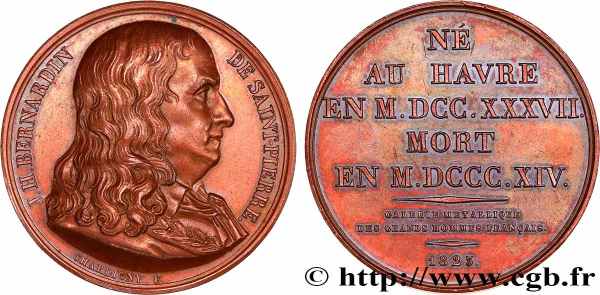 GALERIE MÉTALLIQUE DES GRANDS HOMMES FRANÇAIS Médaille, Jacques-Henri Bernardin de Saint-Pierre TTB+