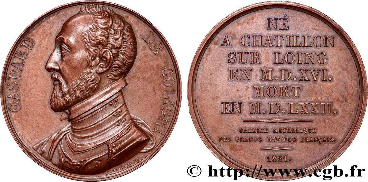 GALERIE MÉTALLIQUE DES GRANDS HOMMES FRANÇAIS Médaille, Gaspard II de Coligny TTB+