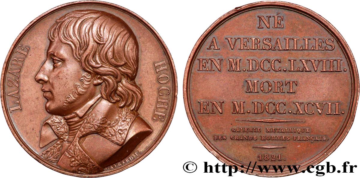 GALERIE MÉTALLIQUE DES GRANDS HOMMES FRANÇAIS Médaille, Louis Lazare Hoche q.SPL