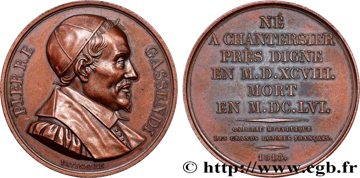 GALERIE MÉTALLIQUE DES GRANDS HOMMES FRANÇAIS Médaille, Pierre Gassendi TTB+