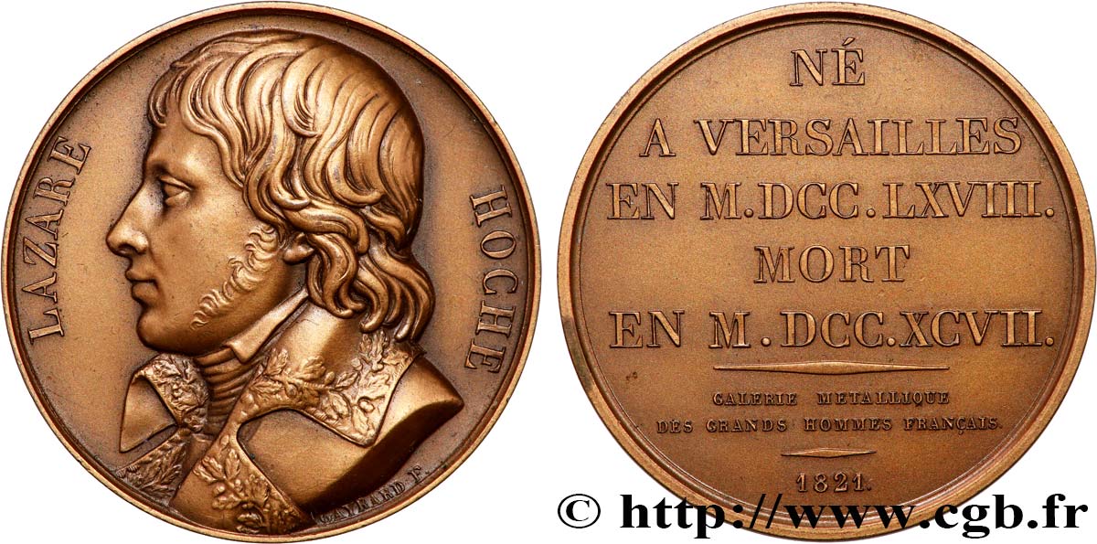 GALERIE MÉTALLIQUE DES GRANDS HOMMES FRANÇAIS Médaille, Louis Lazare Hoche, refrappe AU