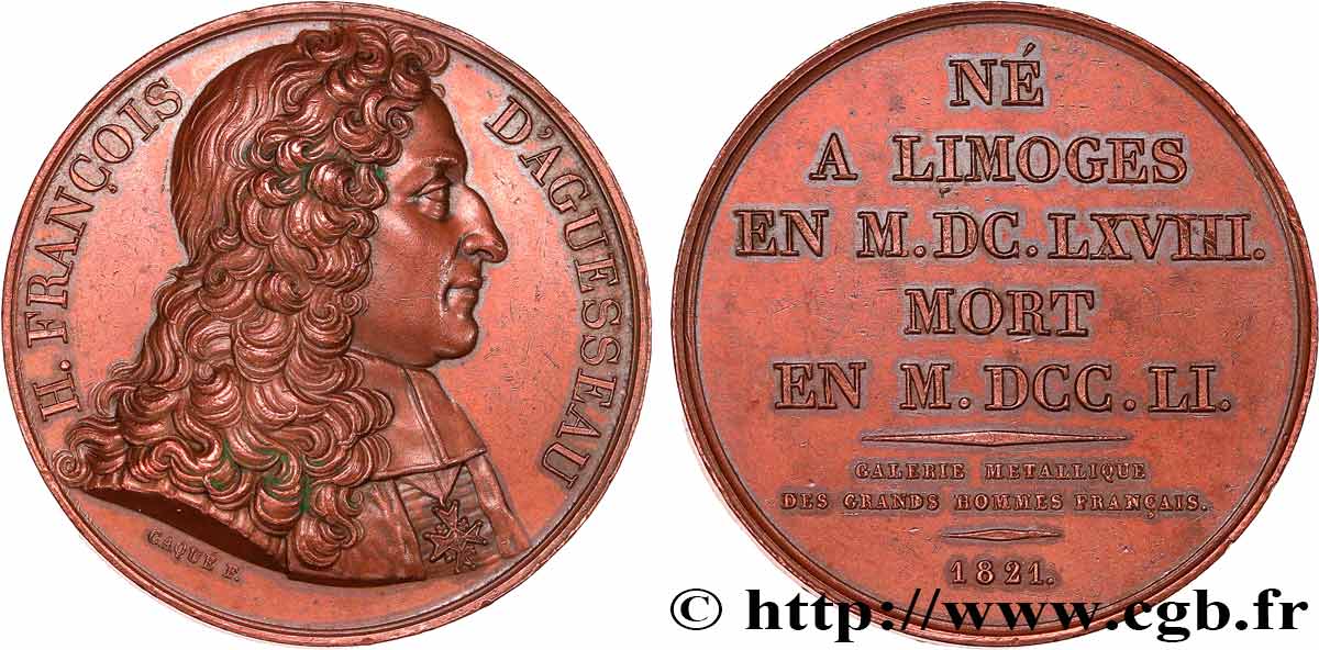 METALLIC GALLERY OF THE GREAT MEN FRENCH Médaille, Henri François d Aguesseau AU