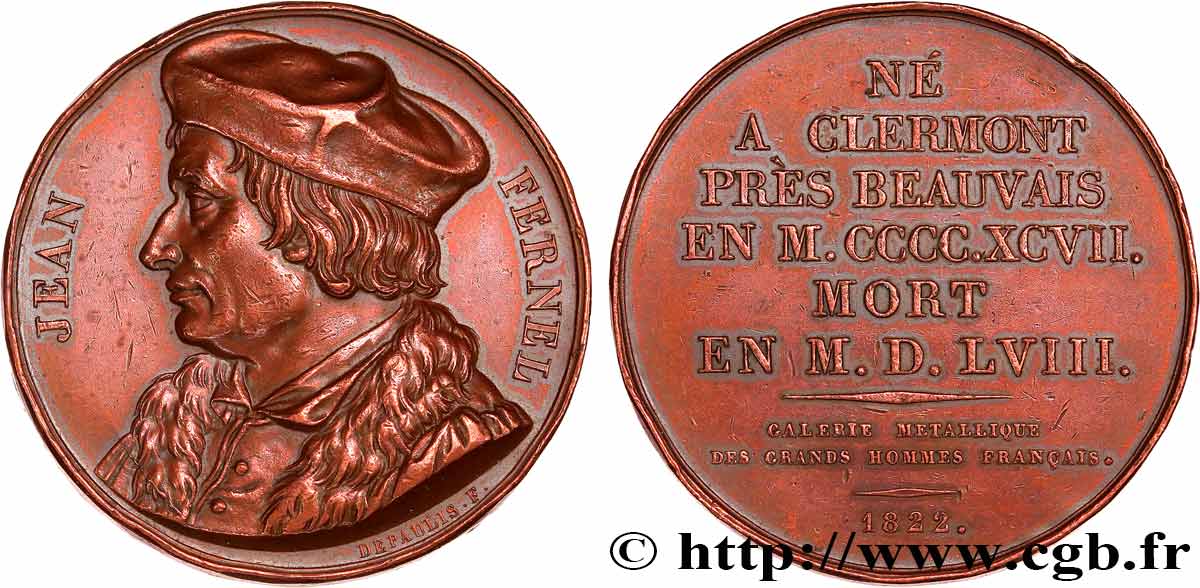 GALERIE MÉTALLIQUE DES GRANDS HOMMES FRANÇAIS Médaille, Jean Fernel TTB