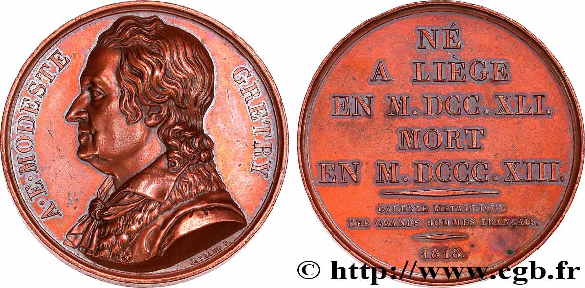 GALERIE MÉTALLIQUE DES GRANDS HOMMES FRANÇAIS Médaille, André Grétry TTB+