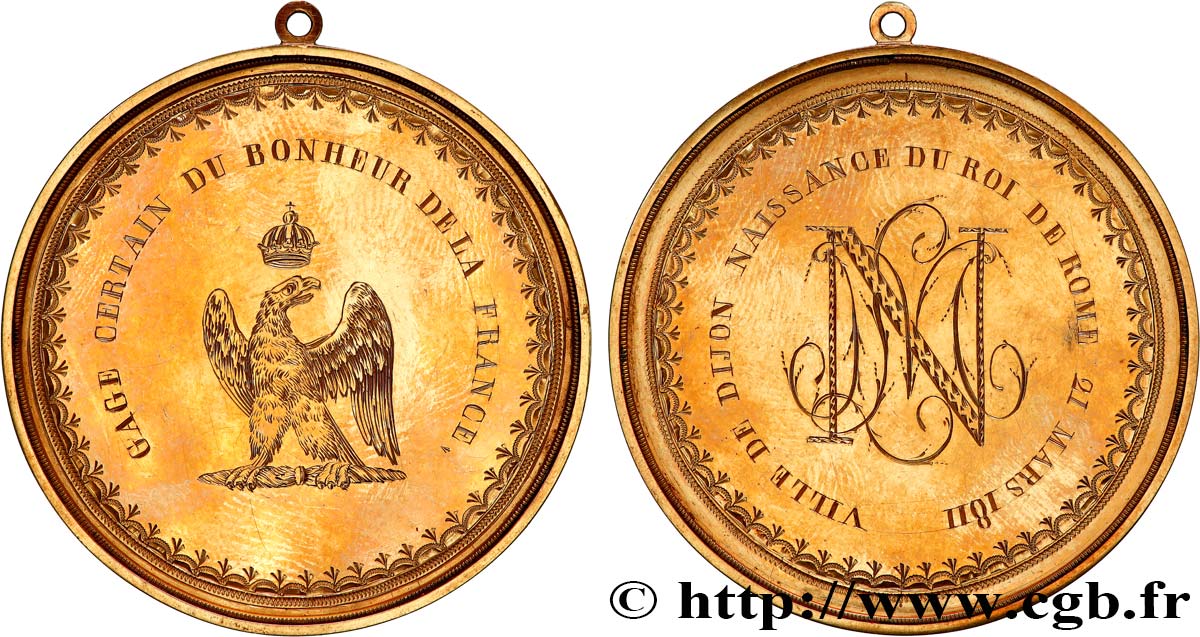 PREMIER EMPIRE / FIRST FRENCH EMPIRE Médaille offerte par la ville de Dijon, Naissance du roi de Rome XF