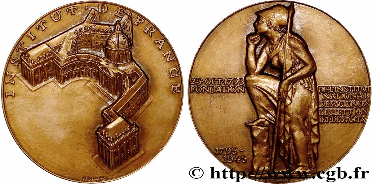 L INSTITUT DE FRANCE Médaille, Bicentenaire de la fondation de l’Institut de France VZ