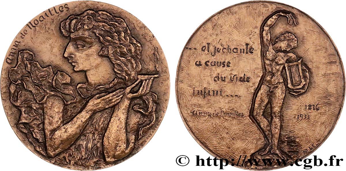 LITERATURE : WRITERS - POETS Médaille, Anna de Noailles SPL