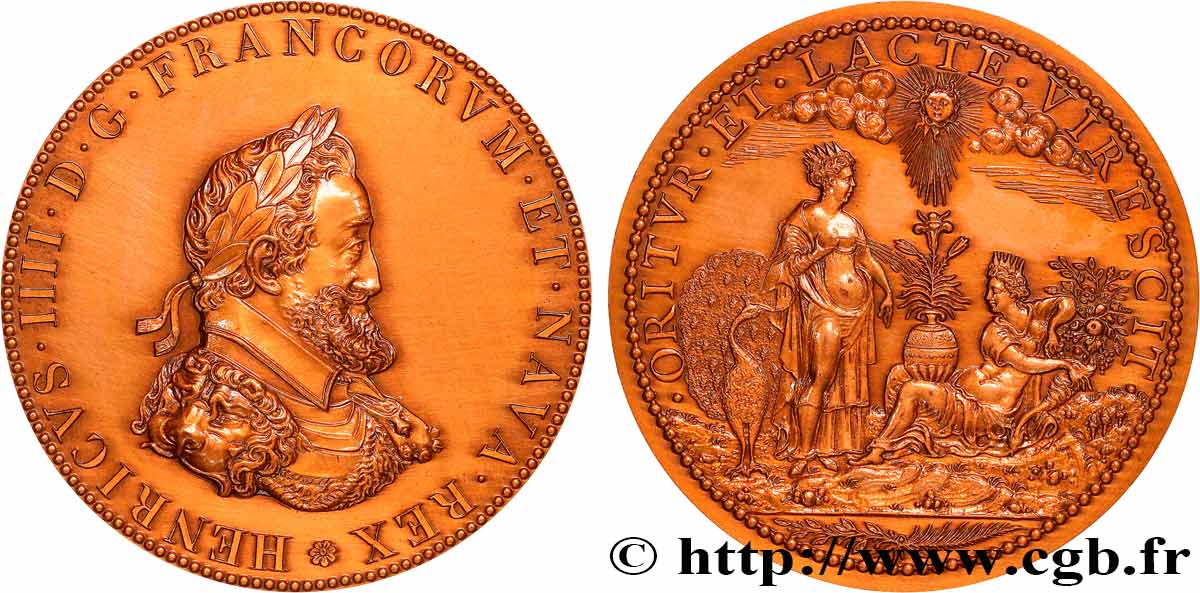 HENRI IV LE GRAND Médaille, Junon et la Fortune, refrappe SUP