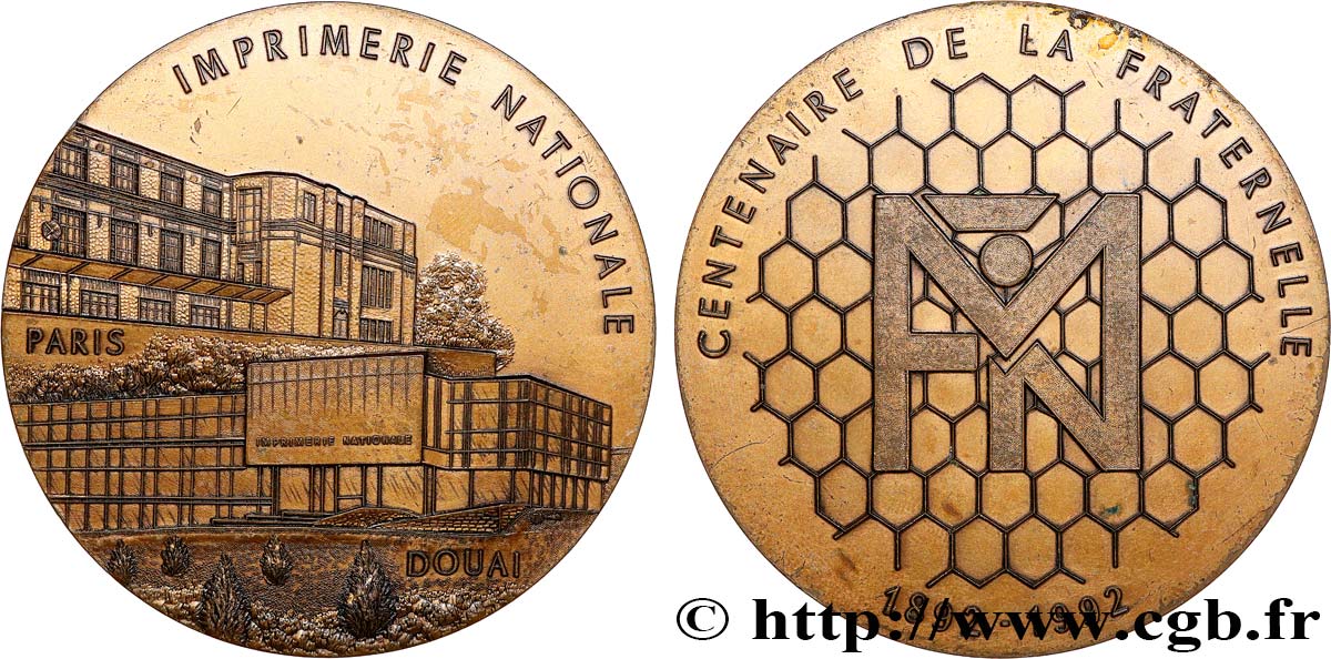 CINQUIÈME RÉPUBLIQUE Médaille, Centenaire de la Fraternelle TTB