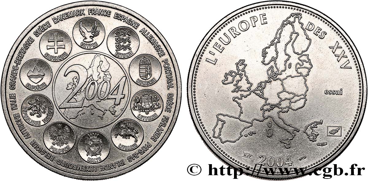 CINQUIÈME RÉPUBLIQUE Médaille, Essai, Dernière année des 12 pays de l’Euro TTB+