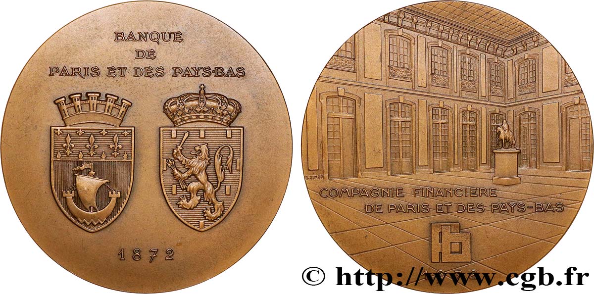 CINQUIÈME RÉPUBLIQUE Médaille, Centenaire de la Banque Paribas TTB+