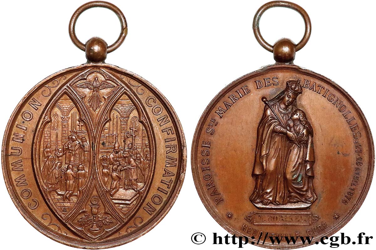MÉDAILLES RELIGIEUSES Médaille de communion et confirmation, Paroisse Ste-Marie des Batignolles MBC