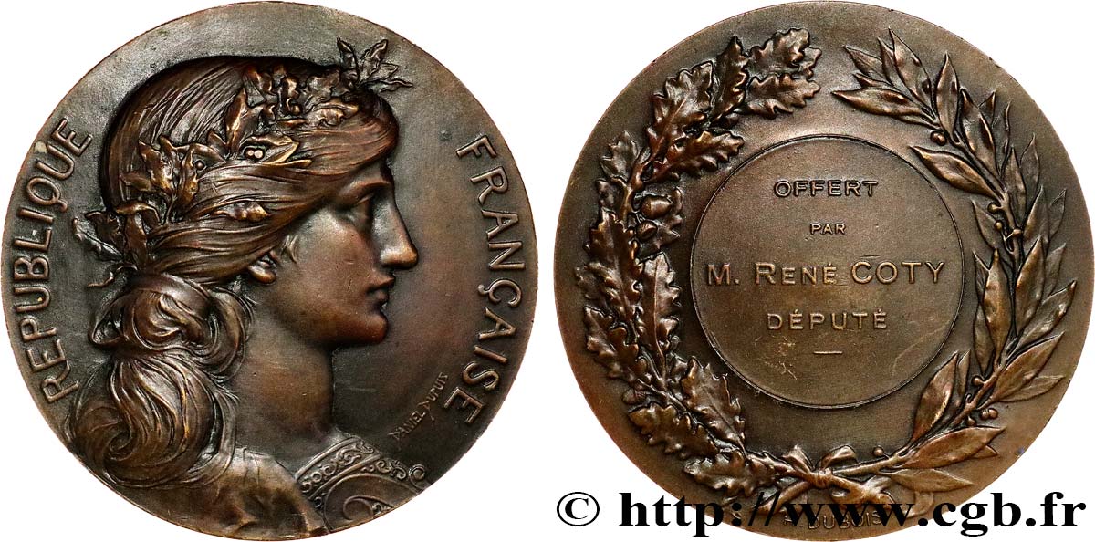 TERCERA REPUBLICA FRANCESA Médaille offerte par le député René Coty MBC+