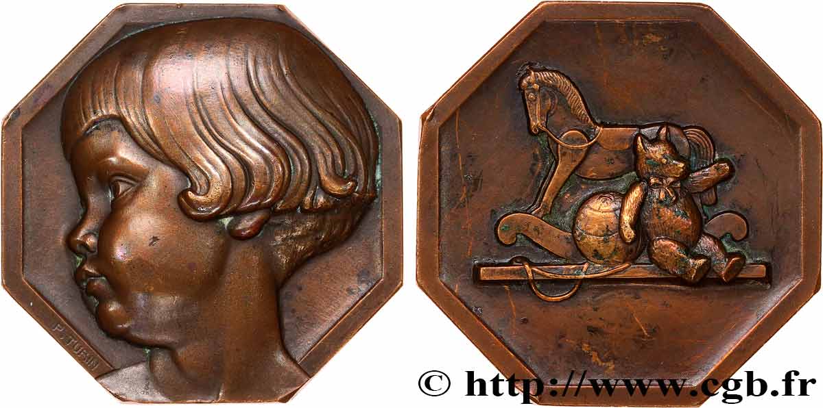 FAMILY, CHILHOOD Médaille, Enfant par Pierre Turin XF