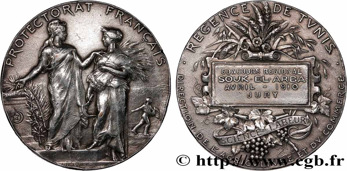 TUNESIEN - Französische Protektorate  Médaille, Direction de l’Agriculture et du Commerce, Régence de Tunis SS
