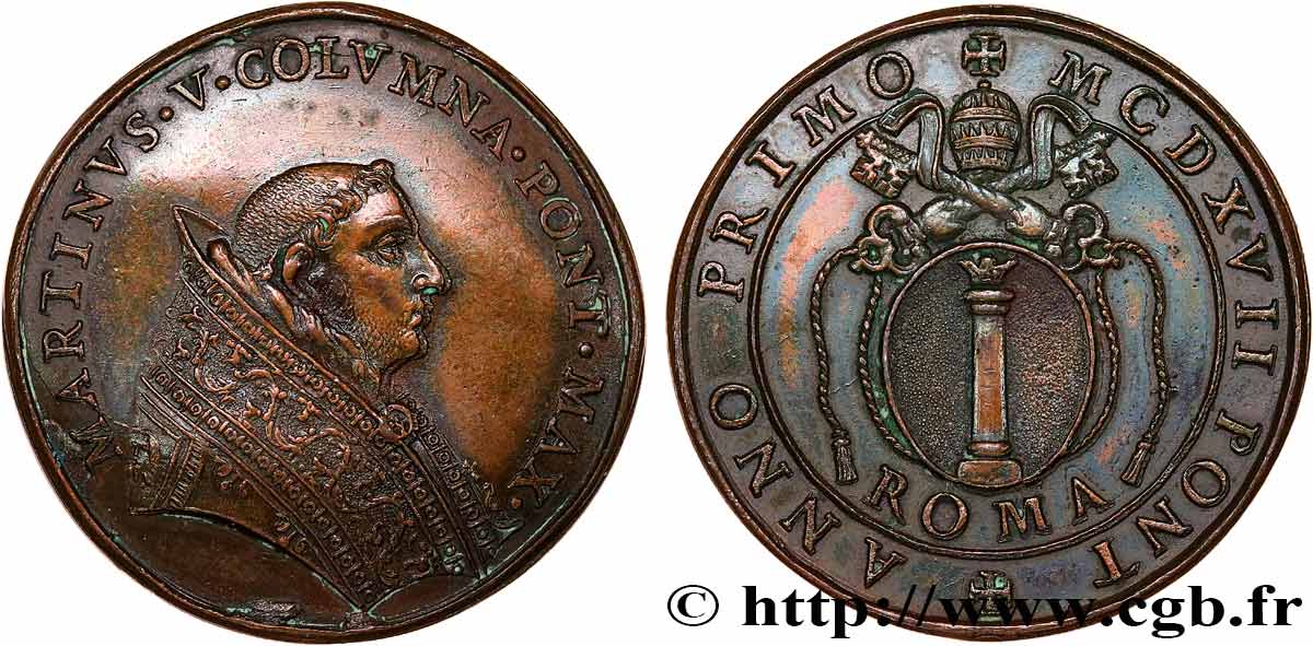 COMTAT-VENAISSIN - MARTIN V (Eudes Colonna) Médaille, Première année TTB+