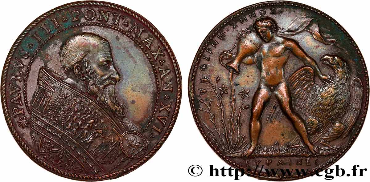 PAPAL STATES - PAUL III (Alexandre Farnèse) Médaille, Attribution du duché de Parme et Plaisance à Pier Luigi Farnese MBC+
