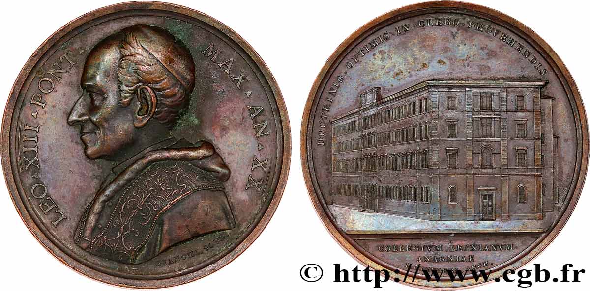 ITALIE - ÉTATS DE L ÉGLISE - LÉON XIII (Vincenzo Gioacchino Pecci) Médaille, Fondation du Collège Léonien MBC
