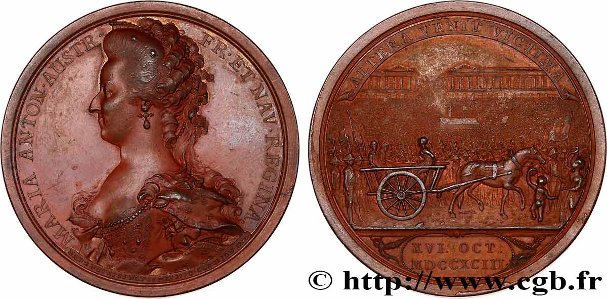 MARIE-ANTOINETTE, REINE DE FRANCE Médaille, Mort de la reine Marie-Antoinette AU