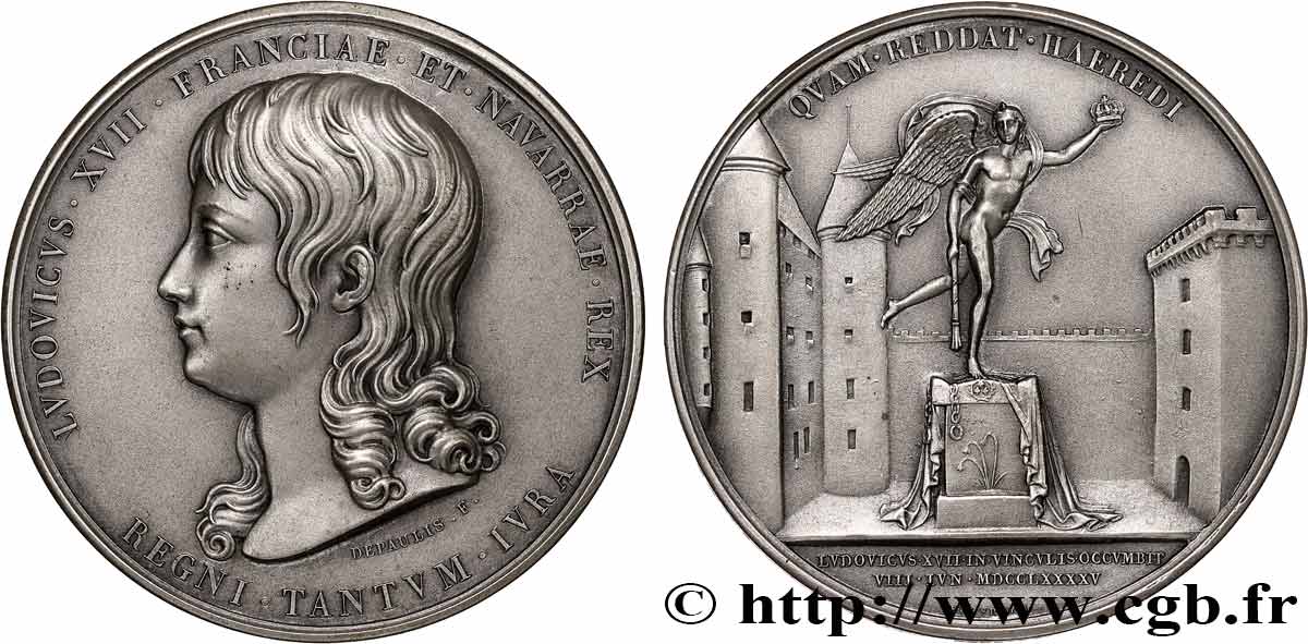LUIGI XVII Médaille, prison du Temple, refrappe SPL