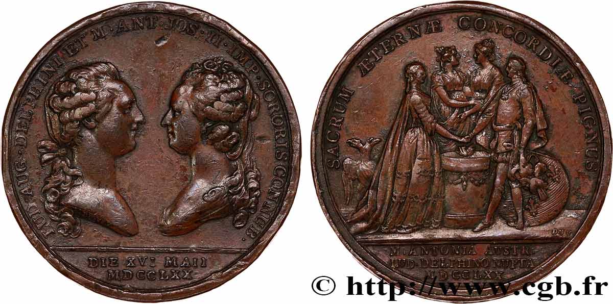 LOUIS XV DIT LE BIEN AIMÉ Médaille, Mariage du dauphin Louis et de l archiduchesse Marie-Antoinette XF
