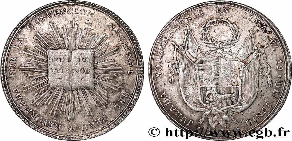 PERU - REPUBLIC Médaille, Réformation de la Constitution SS