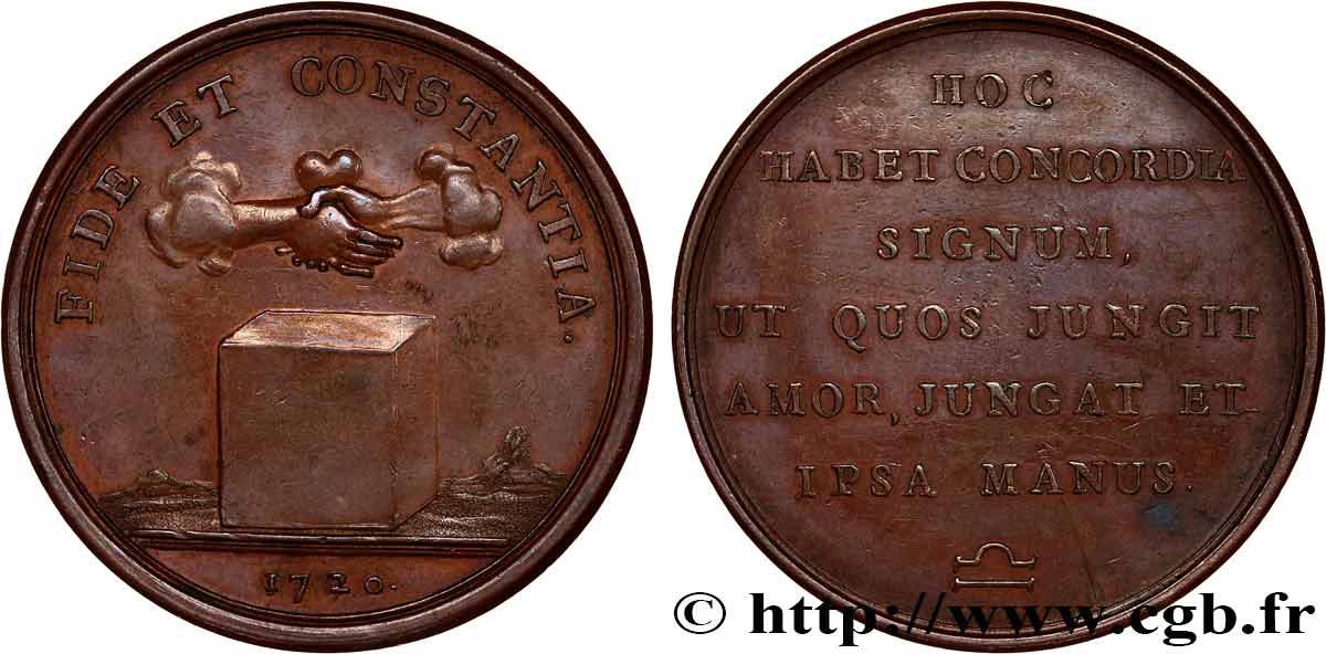 AMOUR ET MARIAGE Médaille de mariage, fidélité et constance TTB+
