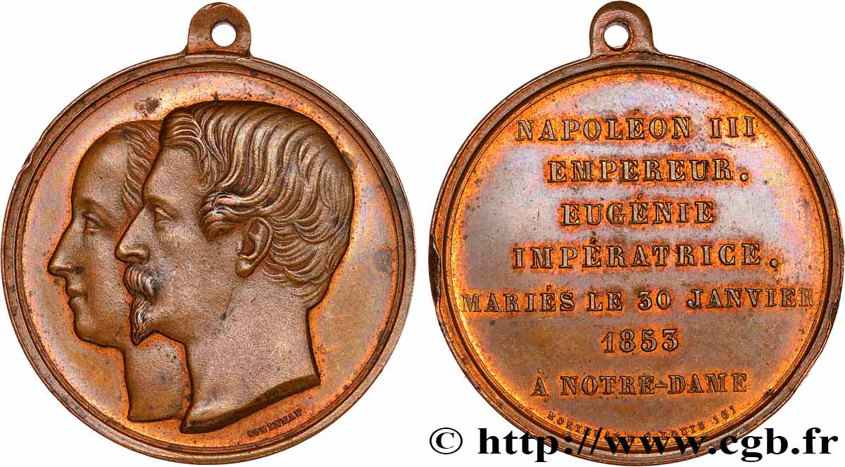 AMOUR ET MARIAGE Médaille, Mariage de Napoléon III et d’Eugénie XF