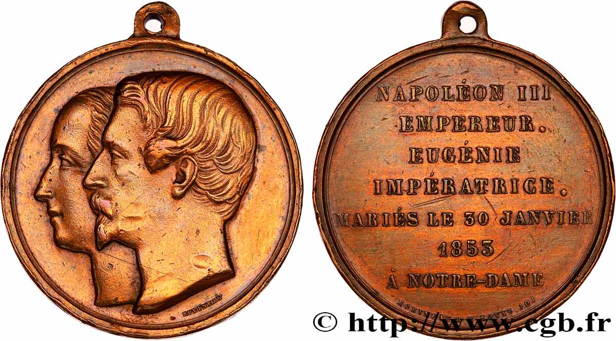 AMOUR ET MARIAGE Médaille, Mariage de Napoléon III et d’Eugénie BC+