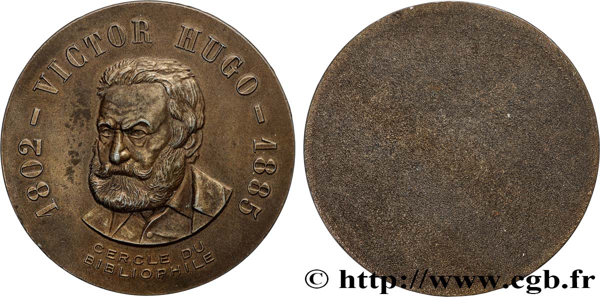 LITTÉRATURE : ÉCRIVAINS/ÉCRIVAINES - POÈTES Médaille, Victor Hugo, Cercle du bibliophile TTB+