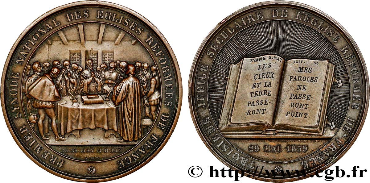 SECONDO IMPERO FRANCESE Médaille, Troisième jubilé séculaire de l’église réformée de France BB