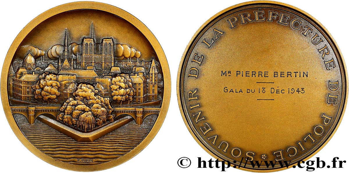 ETAT FRANÇAIS Médaille, Paris et l’île de la Cité, Souvenir de la préfecture de Police fVZ