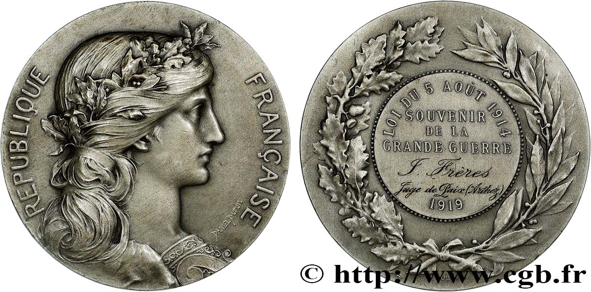 TROISIÈME RÉPUBLIQUE Médaille, Souvenir de la Grande Guerre TTB+