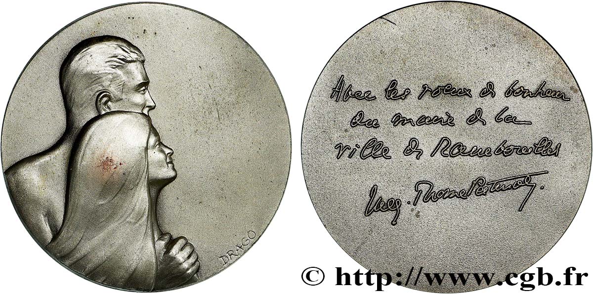 AMOUR ET MARIAGE Médaille, Voeux de bonheur du maire AU