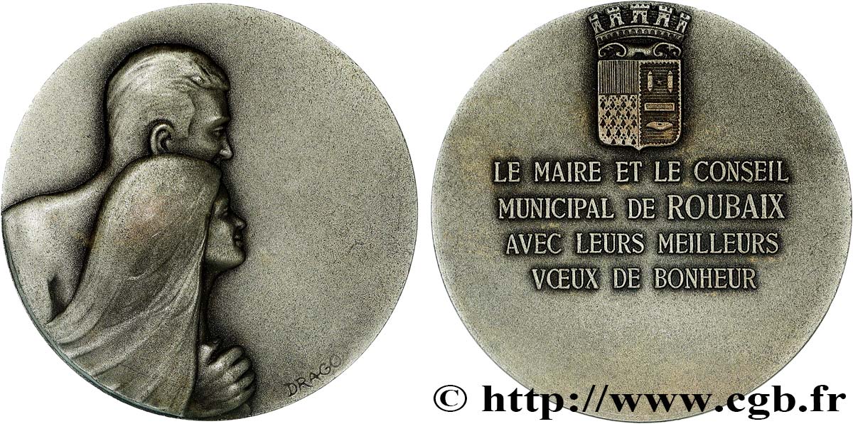 AMOUR ET MARIAGE Médaille, Voeux de bonheur du maire q.SPL