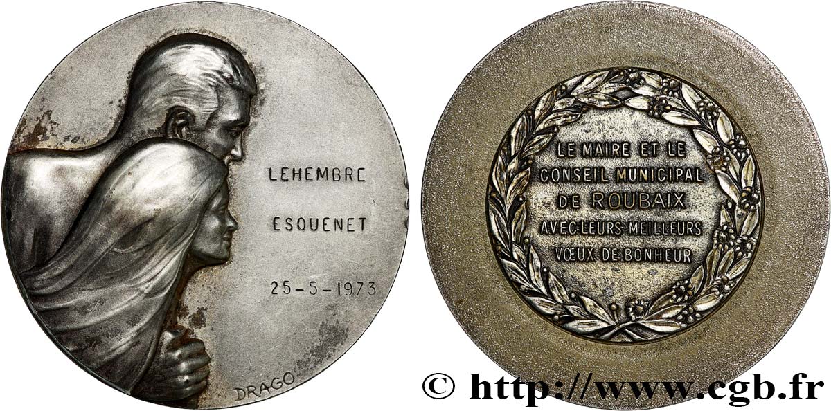 AMOUR ET MARIAGE Médaille, Voeux de bonheur du maire XF