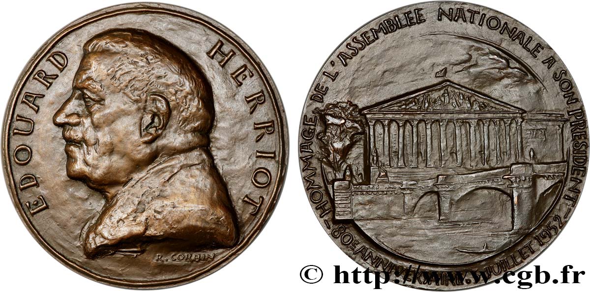 IV REPUBLIC Médaille, Edouard Herriot AU