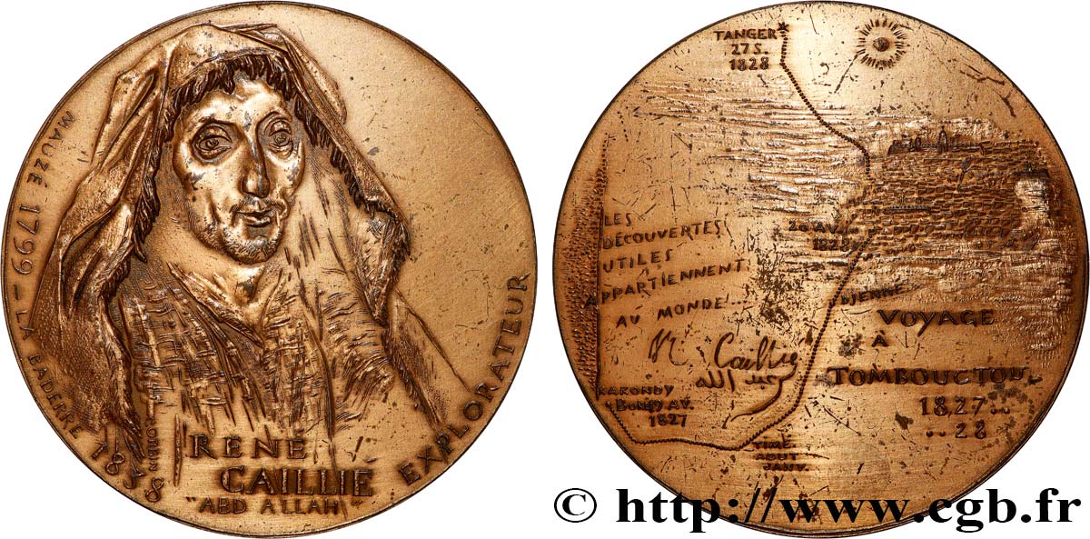 LITTÉRATURE : ÉCRIVAINS/ÉCRIVAINES - POÈTES Médaille, René Caillié TTB+