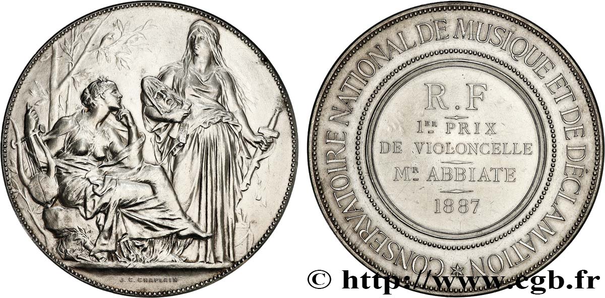 MUSIQUE, ARTS ET CONCERTS Médaille, Prix de violoncelle TTB