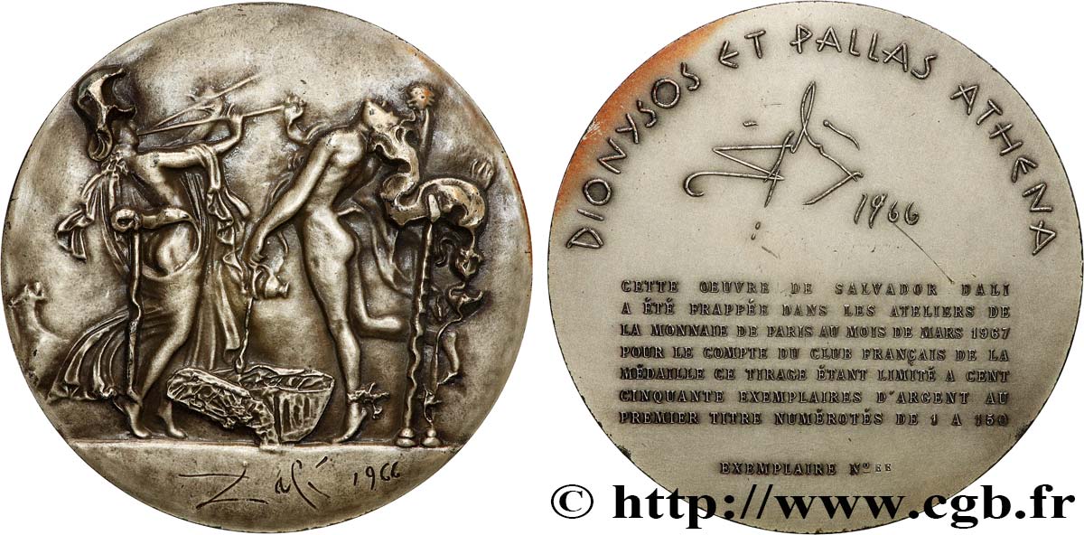ART, PAINTING AND SCULPTURE Médaille, Salvador Dali, Dionysos et Pallas Athéna, Exemplaire Éditeur AU