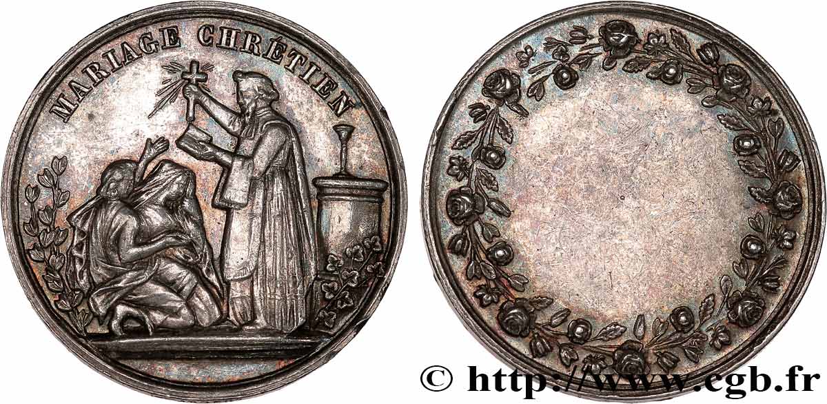 AMOUR ET MARIAGE Médaille, Mariage chrétien TTB
